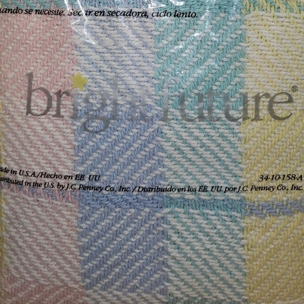 Bright Future Baby Thermal Receiving Blanket Pastel Plaid 100% Cotton 30x40 NIP